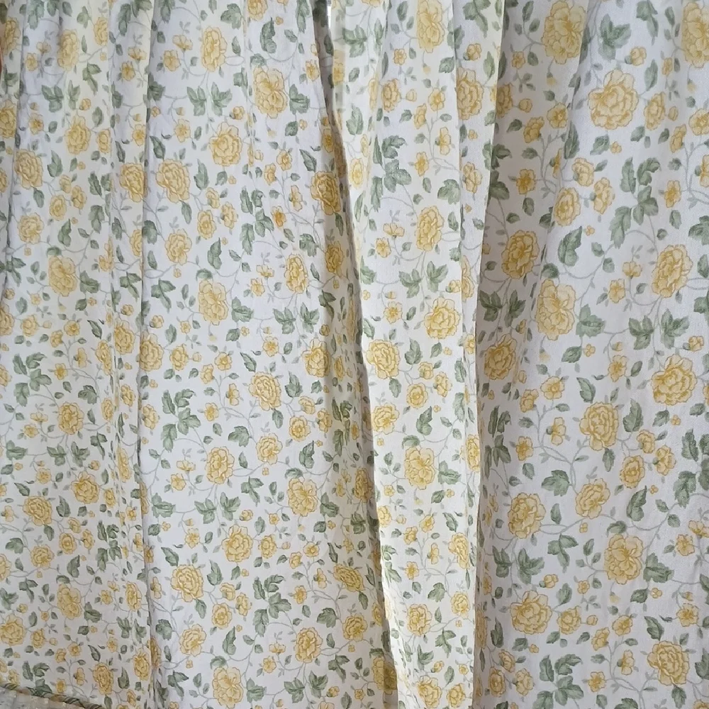 1 Set Waverly Garden Room Floral Yellow Tier Curtains 58